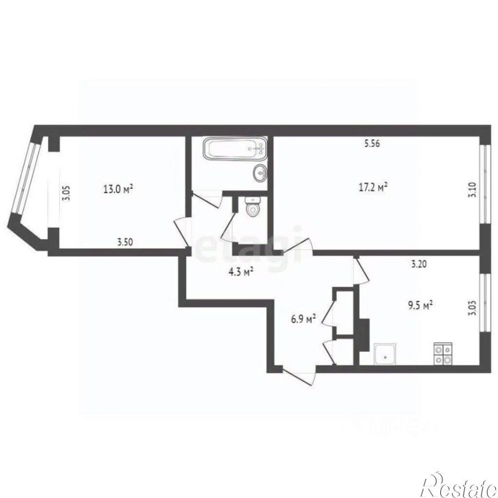 2-комн квартира